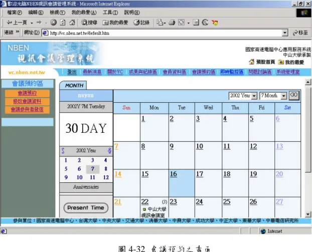 圖 4-32  會議預約之畫面 
