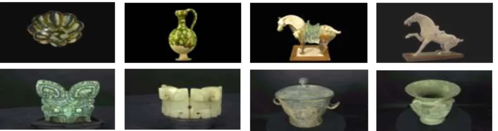 Fig. 3: Some of those artifacts displayed in our 3D Magic ball system. 