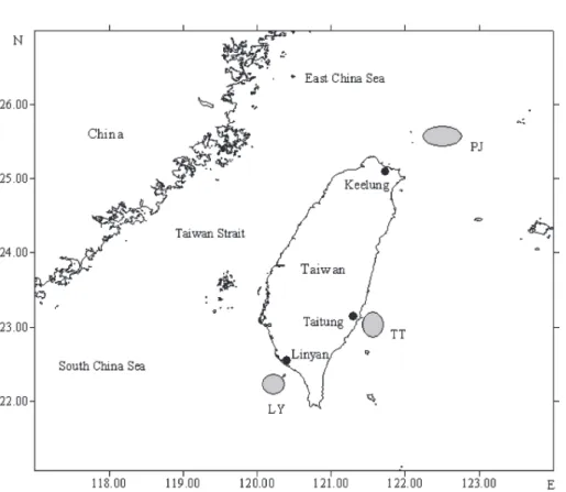 Fig. 1. The common mackerel (Scomber japonicus) sampling areas off Taiwan.