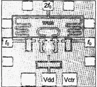 Fig.  7. Chip  photo  of  the  push-push  VCO  with  a chip  size  of  0.45  x  0.45  mm’