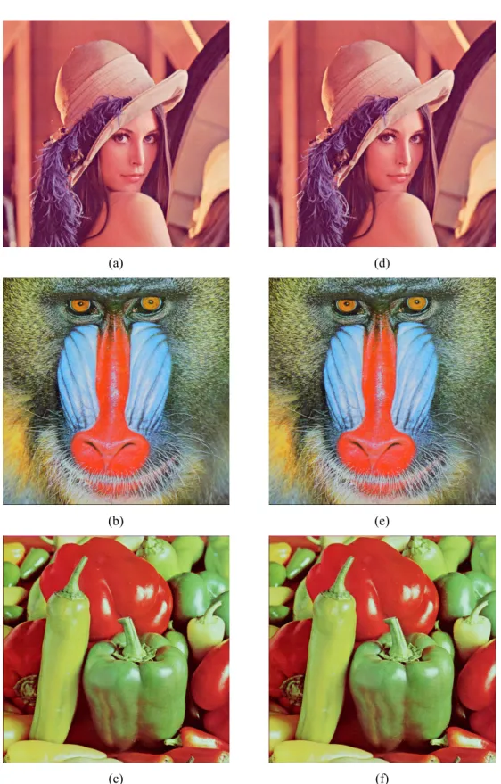 Figure 3. The cover images and stego-image with 10,000 characters embedded. (a) Cover  image “Lena”