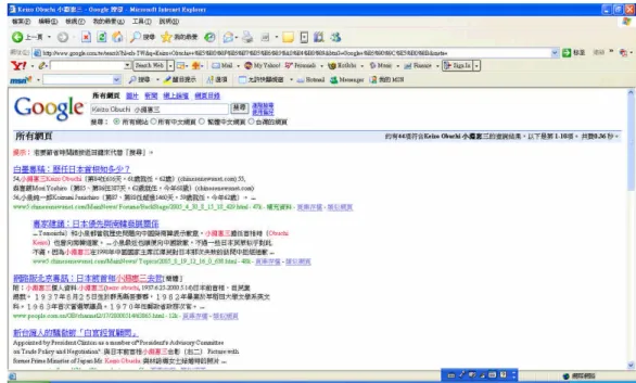 Figure 7. An Example of Submitting 小淵惠三 and Keizo Obuchi to Google