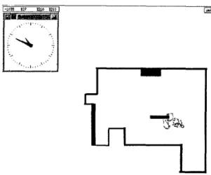 Figure  1:  In the  initial stage,  the robot  wandered in  the map t o  learn the wall-following behavior 