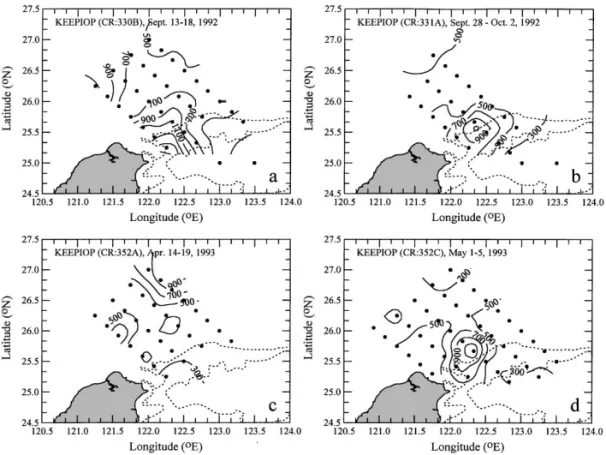 Fig. 10. The spatial distribution of the euphotic zone integrated primary production (IP) in the sea o!