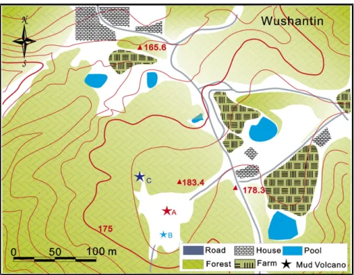 Fig. 3. Mud Volcano Natural Landscape Reserved Area in Yanchao, Kaohsiung Wushanting Mud Volcano Natural Landscape Reserve Area