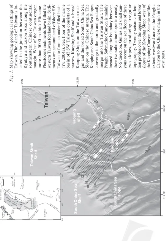 Fig. 1. Map showing geological settings of Taiwan. The island of Taiwan is lo- cated in the junction between the Ryukyu and Luzon Arcs along the southeastern Chinese continental margin