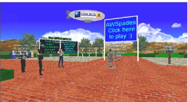 Figure 1.  A 3-D virtual place of Alphaworld, Image courtesy by  Activeworlds.com 