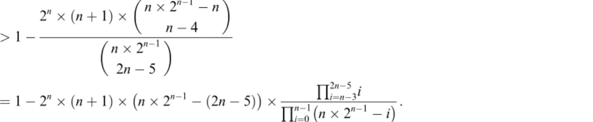 Table 1 shows the values of formula (1) for n = 5, 6, . . ., 20. When n increases, the values of (1) go up rapidly and toward 1