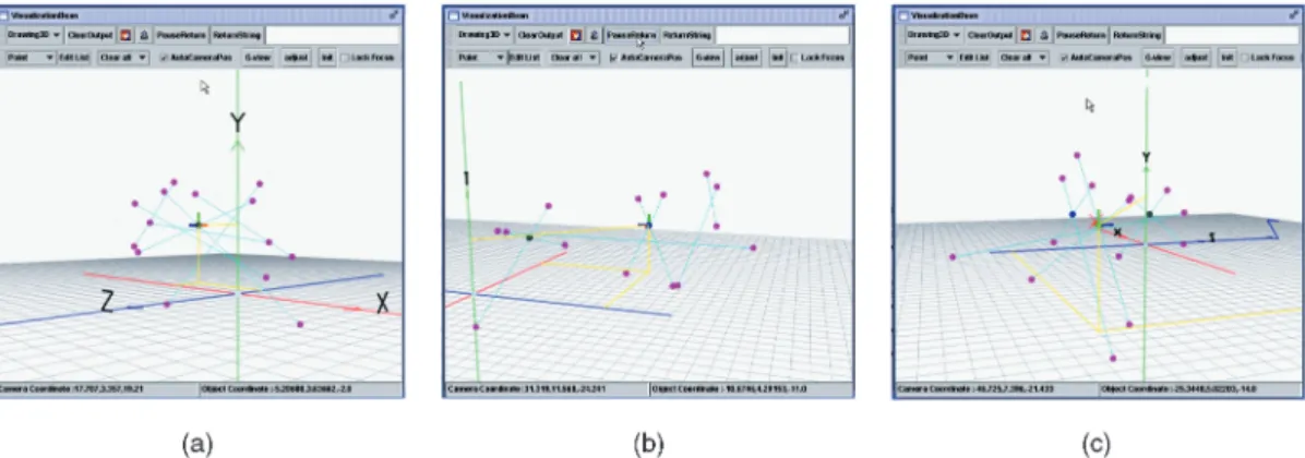 Fig. 10. GeoBuilder can also visualize line-segment-associated algorithms. Subfigures demonstrate the animation in detecting line segment intersections in a 3D environment.