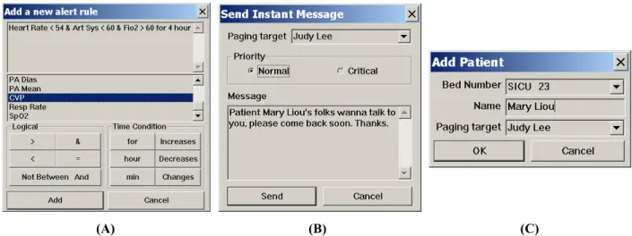 Figure 4: (A) Rule editor user interface. The user can click on the buttons to add parameter names or logical  symbol for rule creation