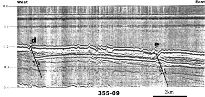 Fig. 5. Seismic profile across fault lineaments on the Chilung Shelf. This plot uses a single-channel air-gun seismic reflection data set