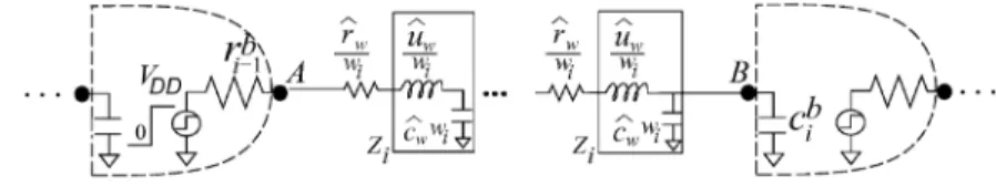 Fig. 3. The resistor with resistance r drives a lossy transmission line with characteristic impedance Z and a capacitor with capacitance c .
