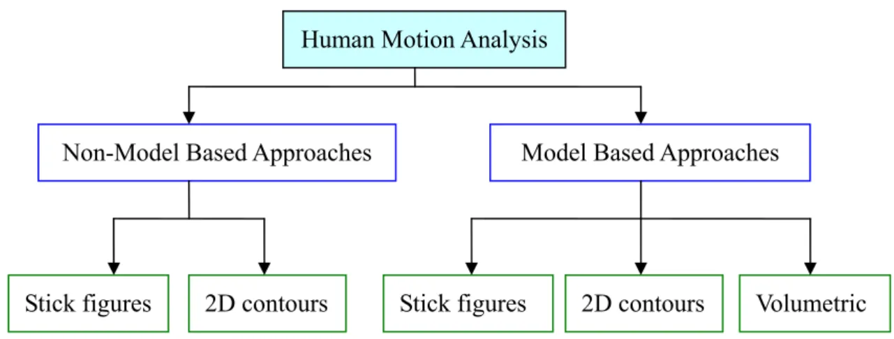 Figure 2.1 shows the classification of human motion analysis. 