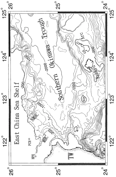 Figure 7. Bathymetric map shows the East China Sea Slope at the northern flank of the southern   Okinawa Trough