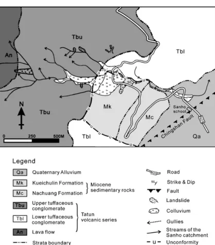Fig. 2. Environmental geology map showing rock formations in the study area.