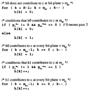 Fig.  5.  Pseudo-code for computing the  H  contribution of  sign coding. 