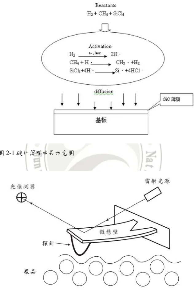 圖 2-1 碳化薄膜成長示意圖 