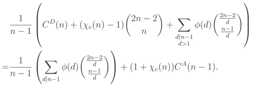 Table 2: The number of orbits of NC D (n, k) and NC D (n) under rotations.