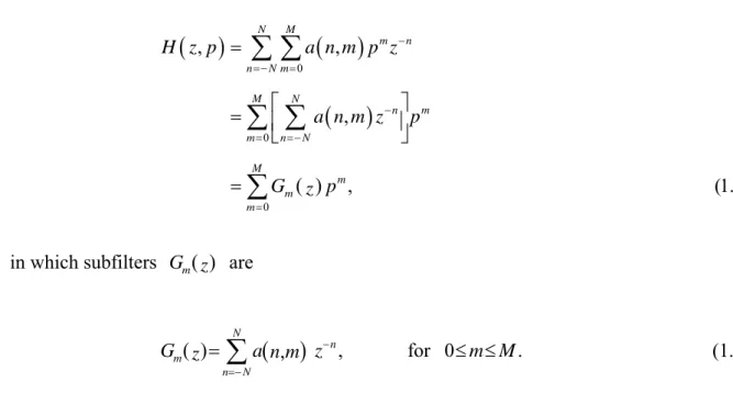 Fig. 1-1 Farrow structure for variable FIR digital filters 