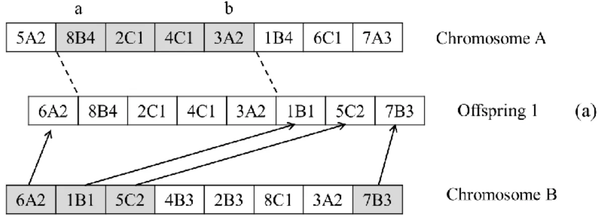 Figure 4.6 The offspring chromosomes generated by crossover operator     