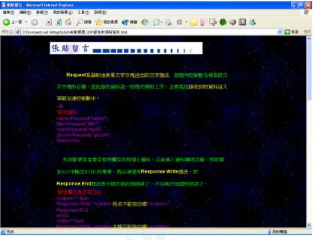 圖 A.11 瀏覽留言主程式說明畫面 