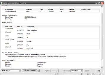 Figure 2 Details for Chief Complaint 而經過欄位對應以及產生限制式等相關作業後，再以 各單張實作範例來撰寫實作指引標準書及編寫 XML 範例，最後再驗證範例完成整個編碼作業流程。  3、研究結果與討論  電子病歷相較於傳統的紙本病歷，除醫療機構不必再 將電腦裡的病歷列印出來做成紙本病歷和減少醫院行 政管理作業成本與儲存空間外，更重要的是可整合病 患分散於各醫療機構之病歷資料，減少醫療資源的浪 費，提供病人連續性且高品質的醫療服務。為使醫療 機構及相關產業在推動電子病歷及發