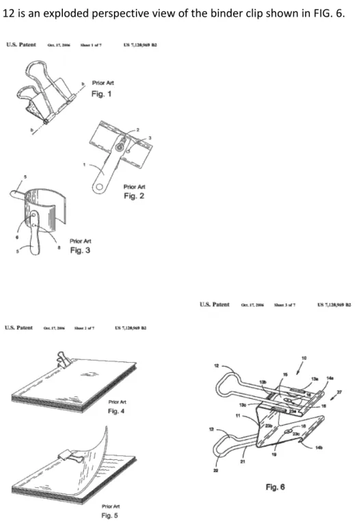 FIG. 9 is a top view of the binder clip shown in FIG. 6 illustrating the levers in a  position parallel to the longitudinal axis of binder clip body; 