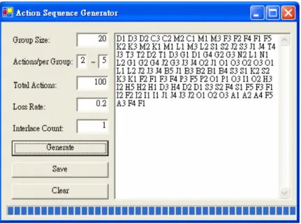 Fig. 7. A screen shot of the action sequence generator 