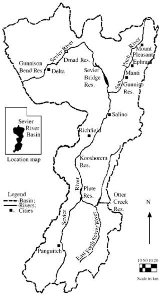 Fig. 6. Seiver River Basin, Utah (Tzou, 1989). , Basin;