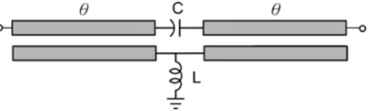 Fig. 1. Circuit model of second-order coupled-line filter in [14]–[16].