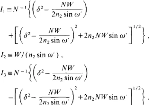 Fig.  2. Transmittivity  I TI 2 versus N  ( = ~ , E ~ / ~ o ) .   q  = e 2 =   1.93 %,  e3=  1.88  Co,  d =   10  20  (20:  free-space  wavelength),  q / = 7  °,  q/or 