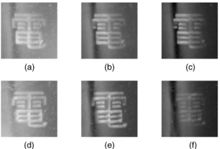 Fig. 4. Photos of the f inal images when a white-light lamp is used as the reading light source