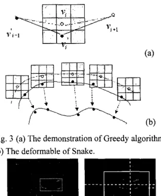 Figure  3(a)  demonstrates  how  the  iterative  Greedy  algorithm works. The energy function  is  computed for  the  current  position  v,  and  each  of  its  neighbors