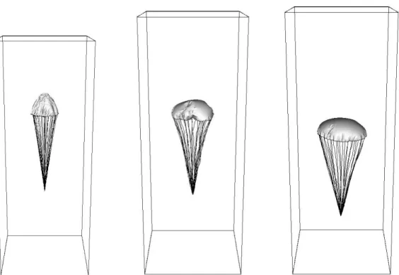 Figure 9: Spring mass model of fabric surface applied to the simulation of G-11 parachute inflation process