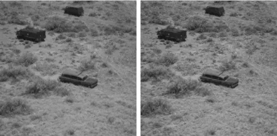 Fig. 23. Marked Car images obtained by our scheme (left: 220801 bits hidden, 33.05 dB) and Kim et al.’s scheme [17] (right: 171244 bits hidden, 31.40 dB) with EL = 9.