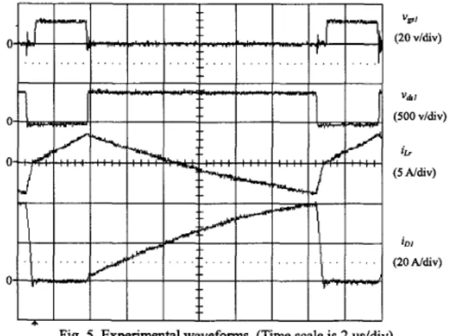 Fig.  5. Experimental  waveforms. (Time scale is 2 uddiv) 