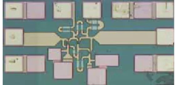 Fig. 4. Die photograph of HBT wideband amplifier 