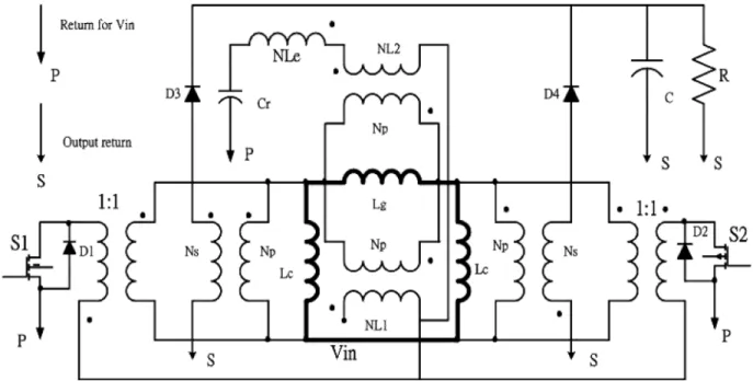 Fig. 11. Equivalent electrical circuit for the proposed integrated magnetic circuits.