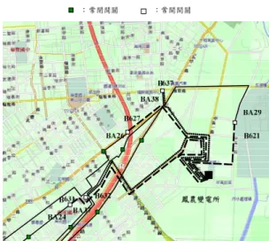 表 5 新設饋線 B621 路徑選擇之模糊歸屬函 數  新設  饋線  模糊歸屬函數  A  μ m 0.6455  μ r1 0.6455  μ z 0.64454 μw0.73215  μ d 0.5  μ r2 0.4916  μ p 0.4916  B  μ m 0.5945  μ r1 0.5945  μ z 0.59544 μw0.6488  μ d 0.44  μ r2 0.3548  μ p 0.3548  C  μ m 0.6227  μ r1 0.6227  μ z 0.62278 μw