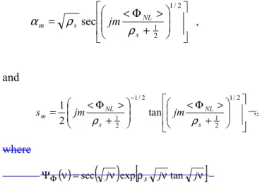 Fig. 3 shows the p.d.f. of the received signal for a  mean nonlinear phase shift of 1 and 2 rad and a  signal-to-noise ratio (SNR) of  ρ s  = 18