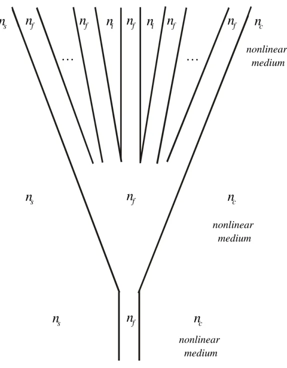 Figure 10. The structure of a multibranch waveguide with nonlinear cladding. 