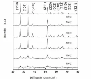 Fig. 1 SEM the products from the novel sol-gel process  after calcination at various temperatures for 4 h