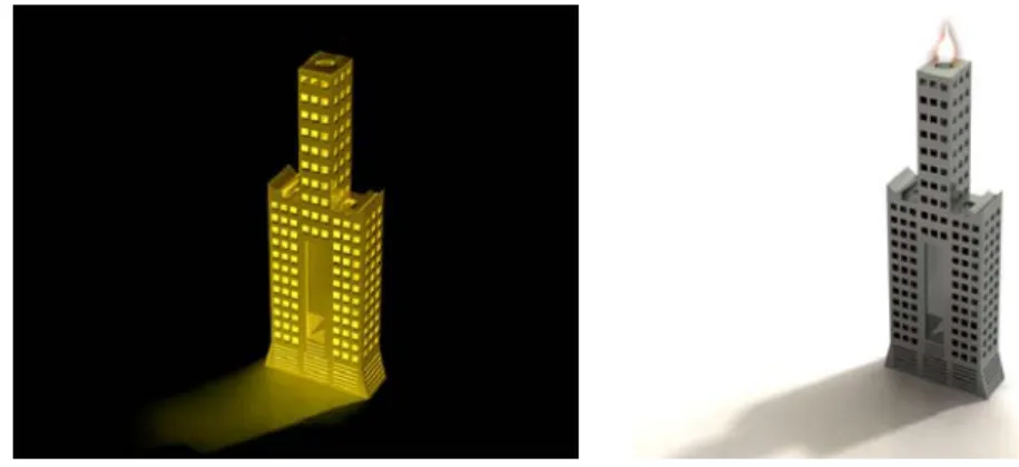 Figure 7. The small night light (left) and  candlestick (right)  designed by the image of the Tuntex Sky  Tower 