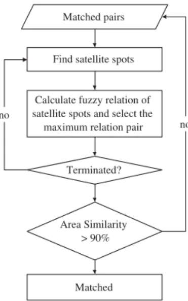 Fig. 3. The ﬂowchart local matching of the protein 2D gel pattern matching process