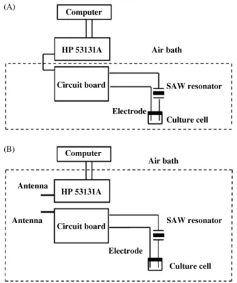 Fig. 1 shows the experimental set-up. The sensor was constructed with a SAW-stabilized oscillator [26]