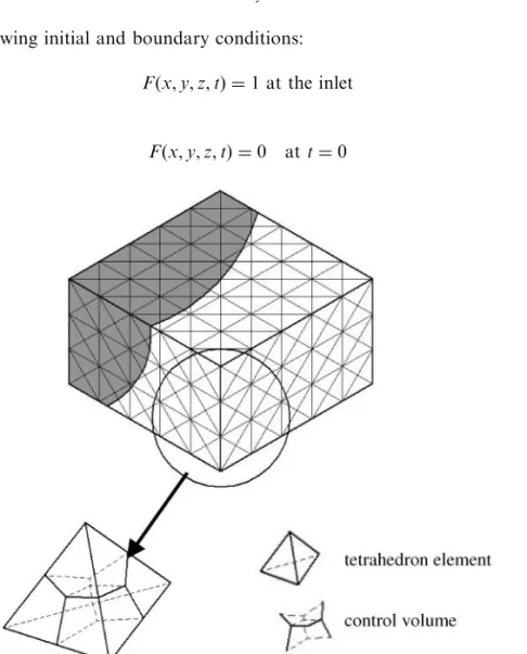 Figure 6. Control volume for flow front advancing technique on 3D simulation.