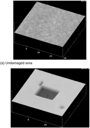 Figure 1 shows electron beam damage of the sample sur- sur-face before and after exposure of 2keV electron beam for 10sec