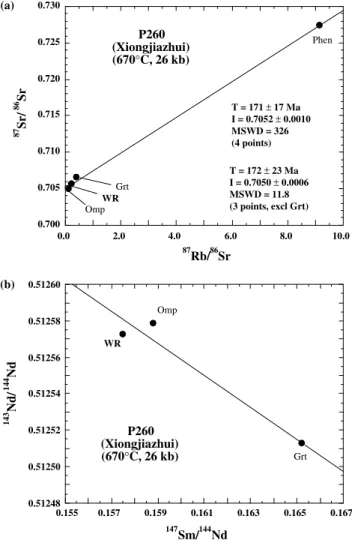 Fig. 10 Rb–Sr and Sm–Nd isochron diagrams for sample TP03