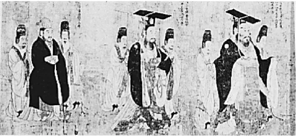 圖 21  北朝㆔帝像， 《㈩㆔帝王圖》 ，局部，波士頓博物館。 