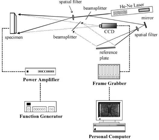 Fig. 2. Schematic diagram of AF-ESPI setup for out-of-plane measurement.